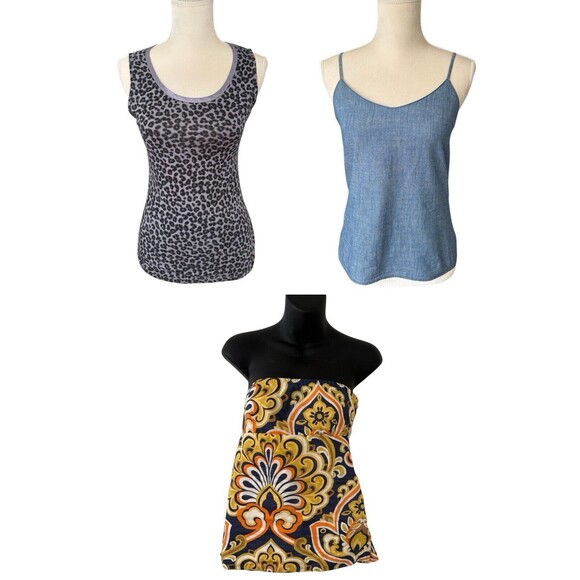 Banana Republic Lot Of 3 Tops Strapless Spaghetti Strap and Luxe Touch Tank Sz 0 - Picture 1 of 8